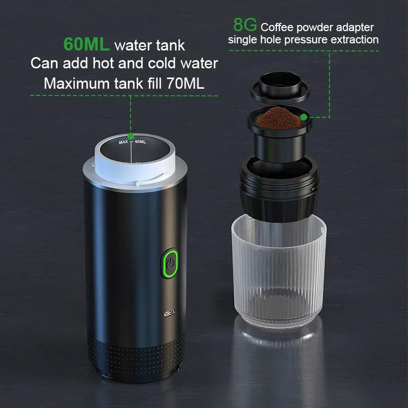 Wireless Portable Espresso Maker | 3-in-1 Coffee Machine for Travel, Car & Home