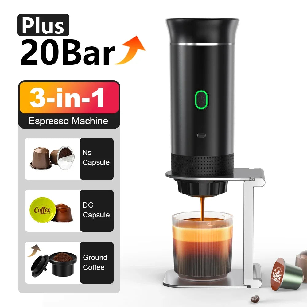 Wireless Portable Espresso Maker | 3-in-1 Coffee Machine for Travel, Car & Home