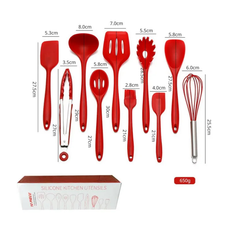 10-Piece Silicone Kitchen Tool Set | Cooking & Baking Accessories